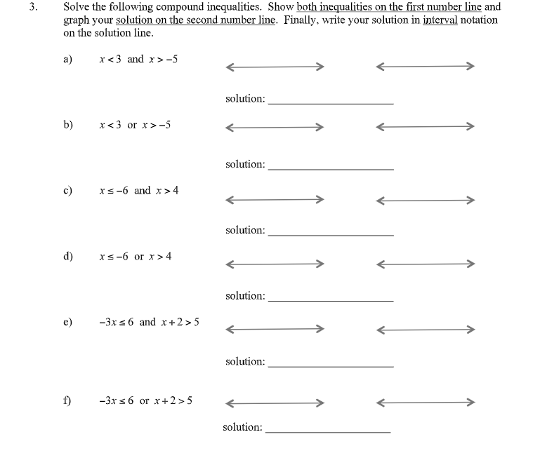 Solved 3. Solve The Following Compound Inequalities. Show | Chegg.com