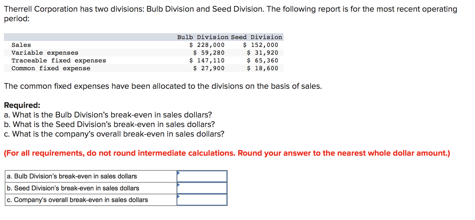 Solved Therrell Corporation has two divisions: Bulb Division | Chegg.com