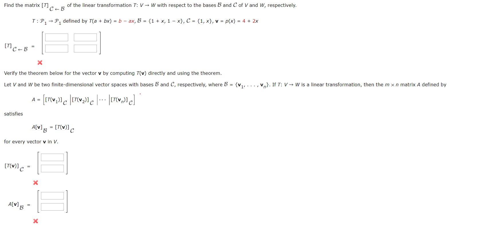 Solved Find The Matrix T Of The Linear Transformation T Chegg Com
