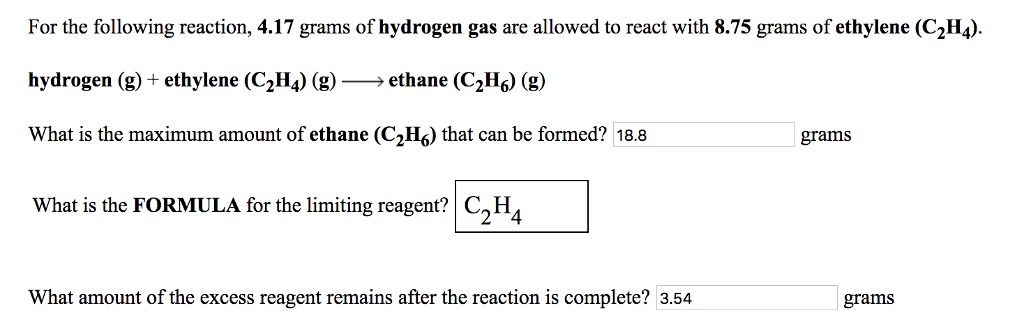 Solved For the following reaction 4.17 grams of hydrogen Chegg