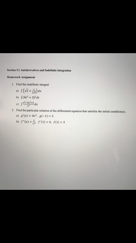 Solved Section 5.1 Antiderivatives And Indefinite | Chegg.com