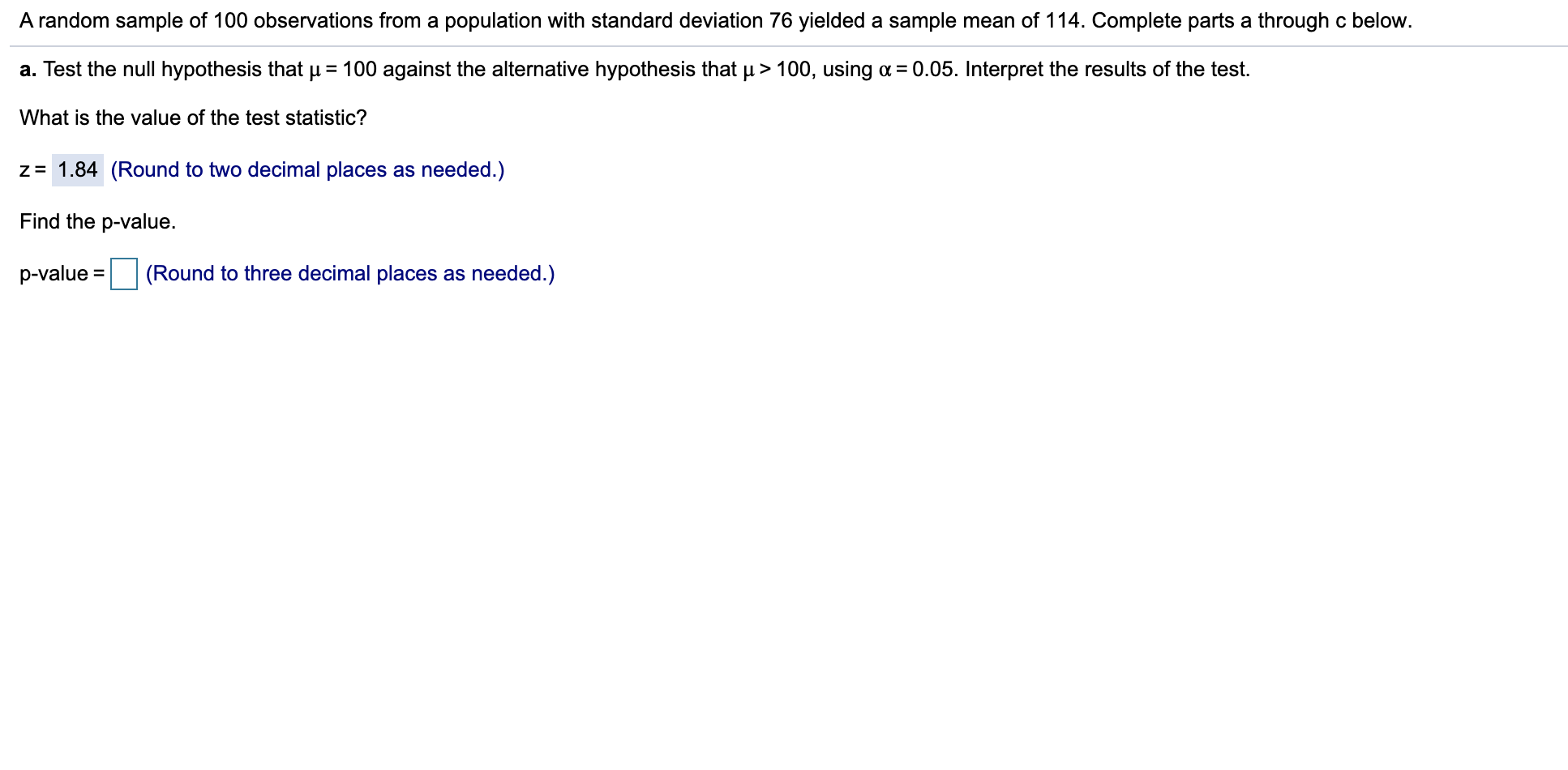 Solved A Random Sample Of 100 Observations From A Population | Chegg.com