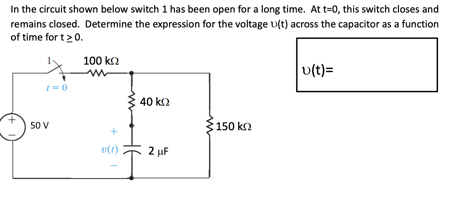 Solved In the circuit shown below switch 1 has been open for | Chegg.com