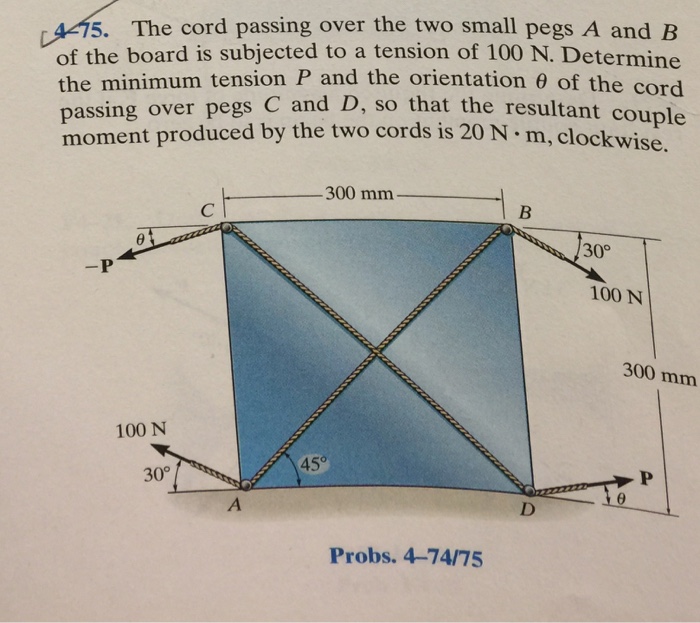 Solved 5. The Cord Passing Over The Two Small Pegs A And B | Chegg.com