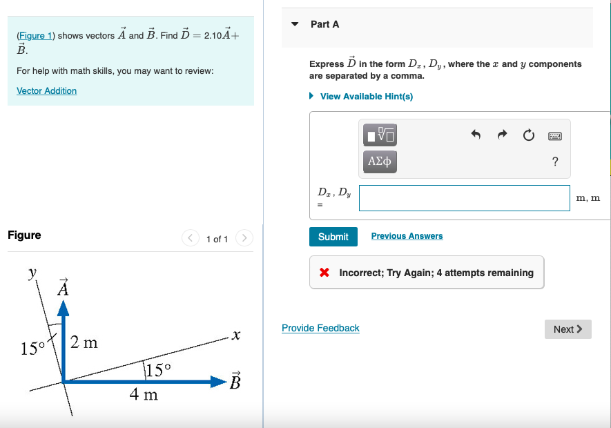 Solved Part A (Figure 1) Shows Vectors Ä And B. Find Ď = | Chegg.com