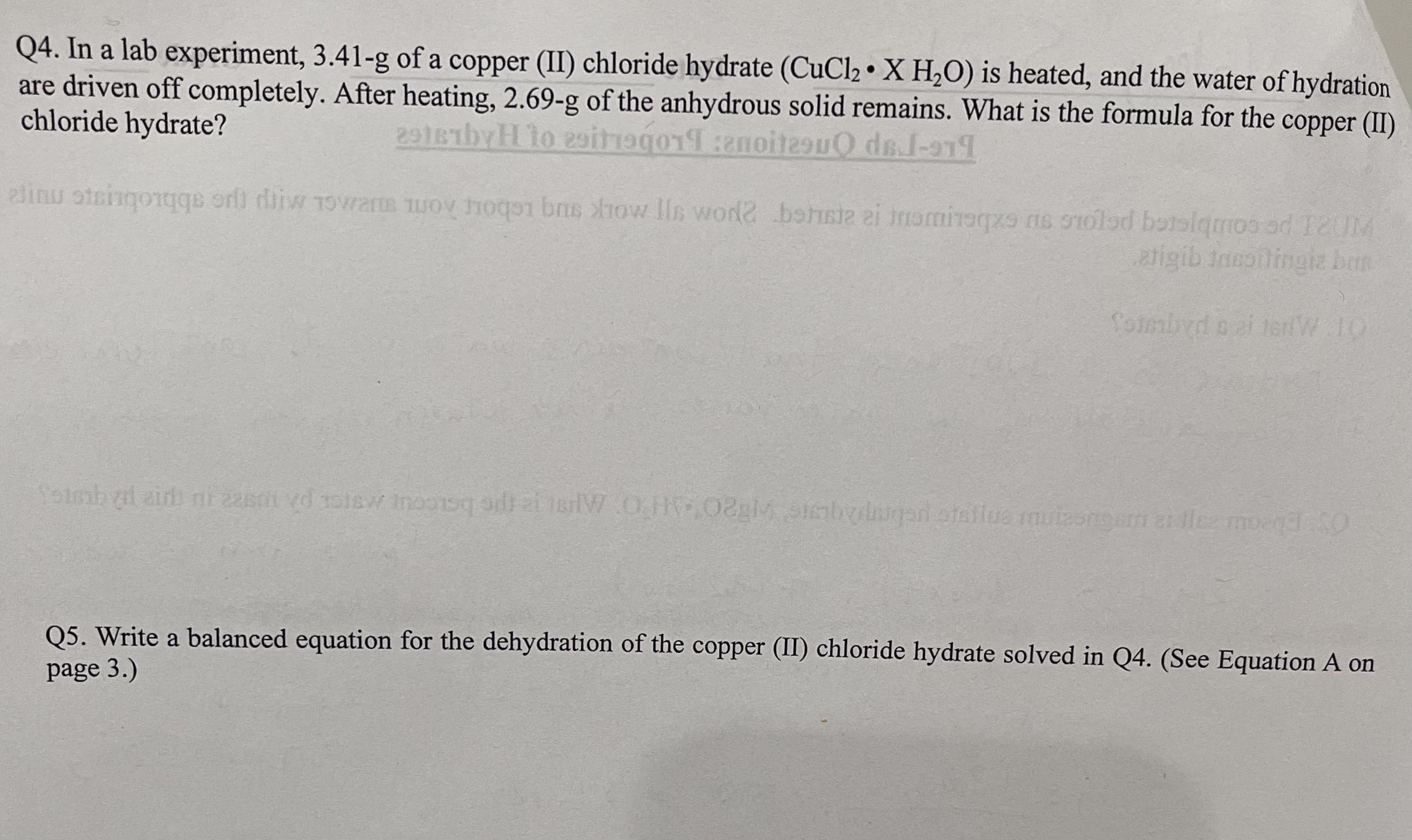 Solved Q4. In a lab experiment, 3.41g of a copper (II)