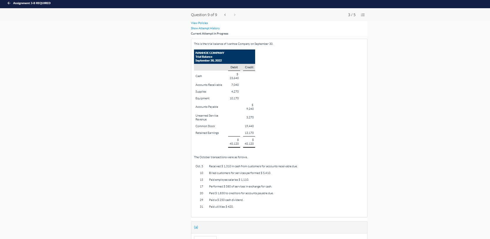 Solved € Assignment 3-B REQUIRED Question 9 of 9 3/5 E View | Chegg.com