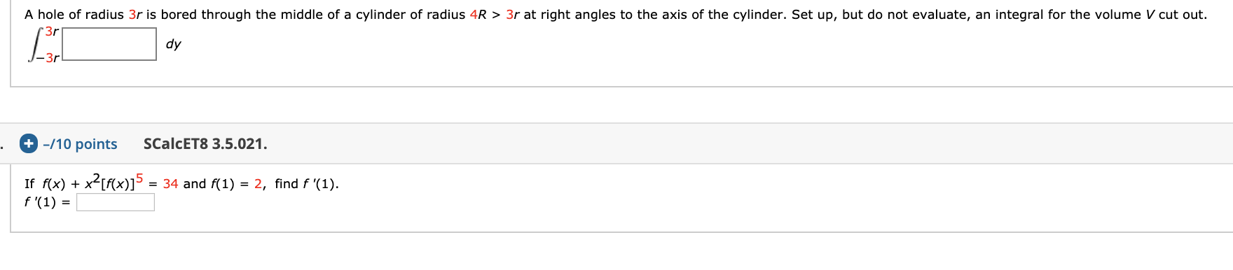 Solved A hole of radius 3r is bored through the middle of a | Chegg.com