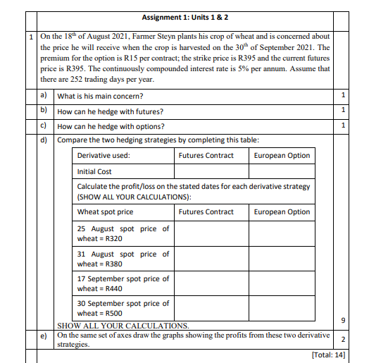 Solved Assignment 1: Units 1 & 2 1 1 c) 1 1 On the 18th of | Chegg.com