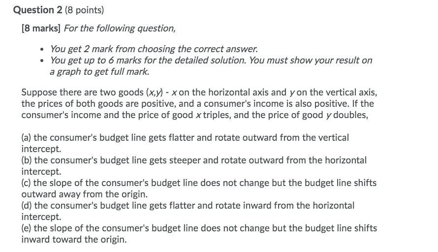 Solved Question 2 (8 Points) [8 Marks] For The Following | Chegg.com