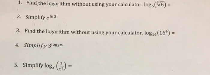 Solved 1 Find The Logarithm Without Using Your Calculator Chegg Solved 1 Find The Logarithm Without Using Your Calculator Chegg