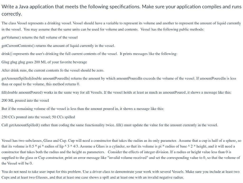 Solved Write a Java application that meets the following | Chegg.com