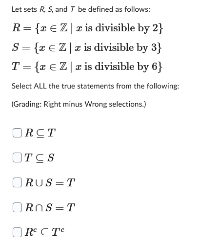 Solved Let Sets Rs And T Be Defined As Follows R X∈z∣x 5261