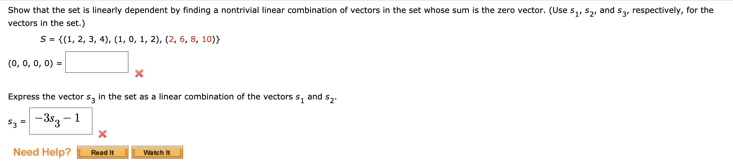 Solved Show That The Set Is Linearly Dependent By Finding A 4811