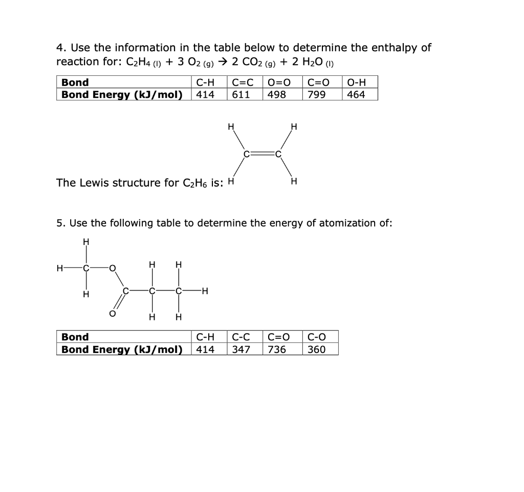 Solved 4. Use the information in the table below to Chegg