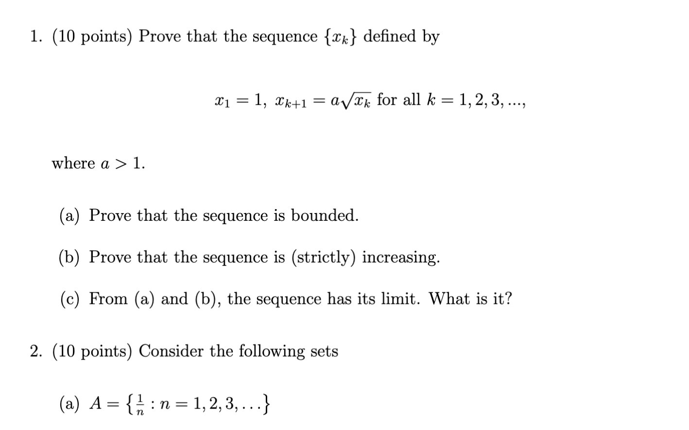 Solved 1 10 Points Prove That The Sequence Xk Defined 3923