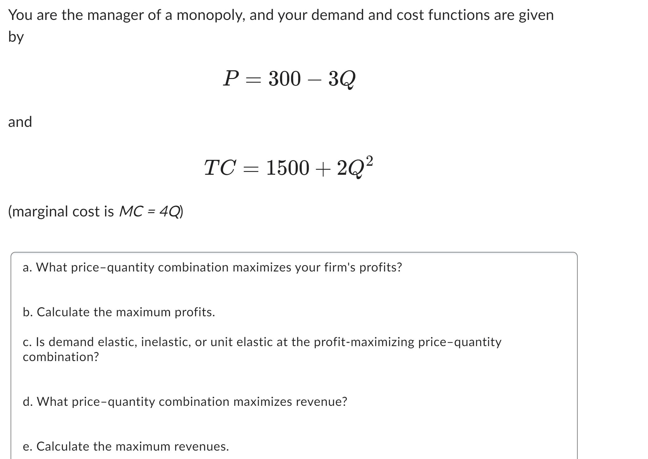 Solved f. Is demand elastic, inelastic, or unit elastic at