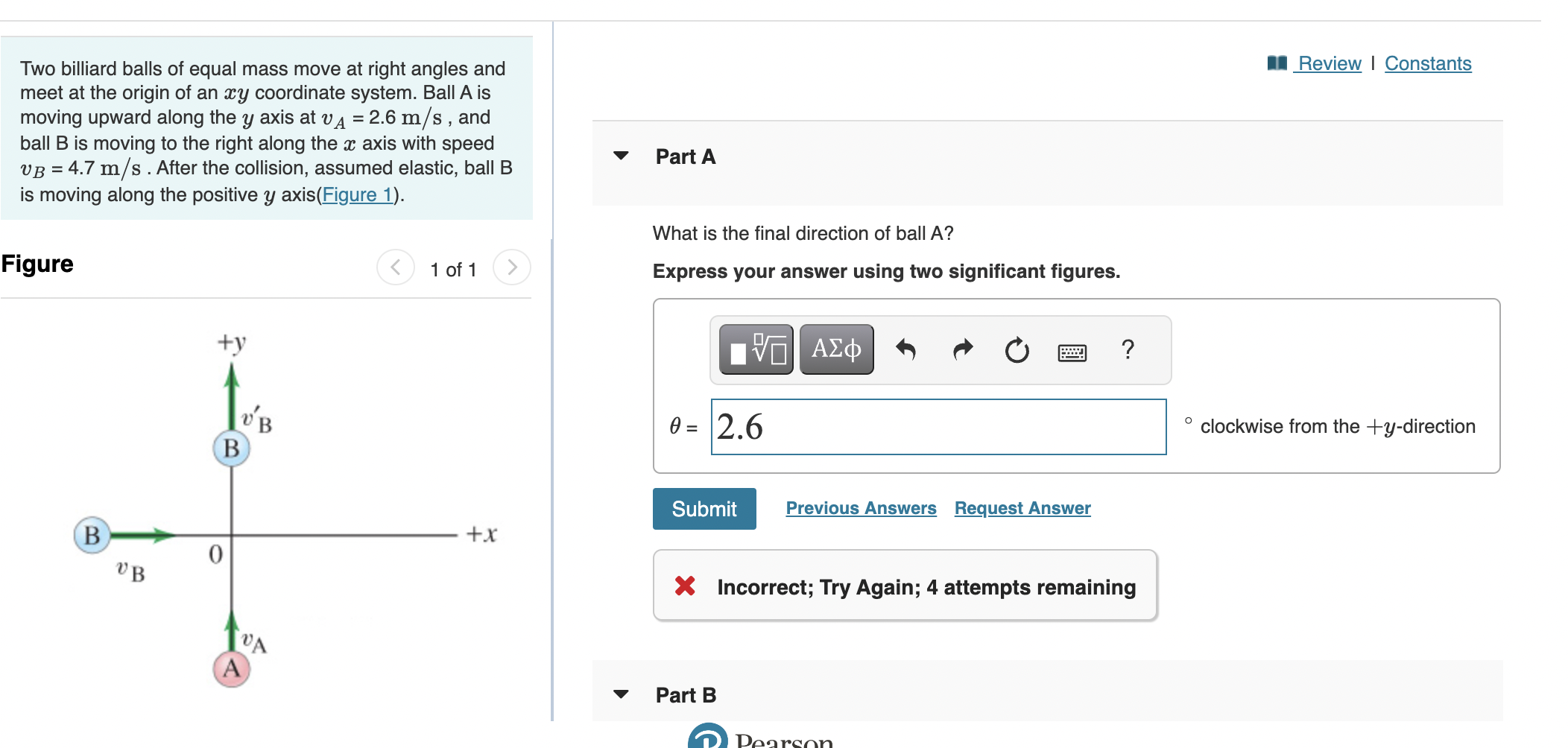 Solved Two billiard balls of equal mass move at right angles