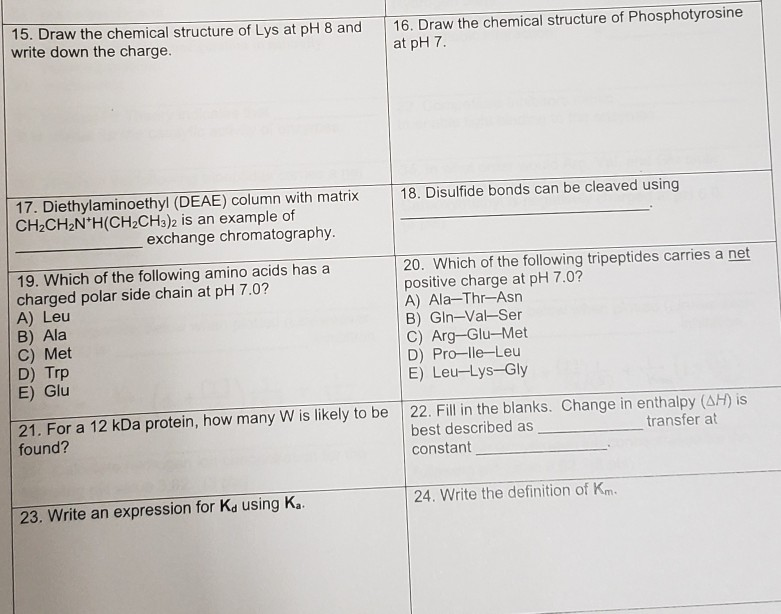 Solved 15. Draw the chemical structure of Lys at pH 8 and | Chegg.com