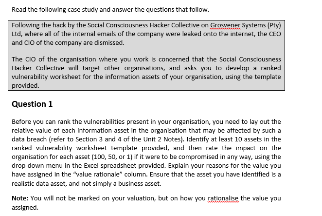 Solved Read The Following Case Study And Answer The | Chegg.com