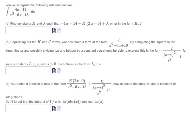 Using 4 Ac For Rational Integral Solved You will integrate the following rational function: | Chegg.com