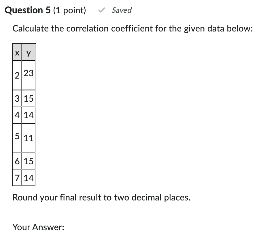 Solved Calculate the correlation coefficient for the given | Chegg.com