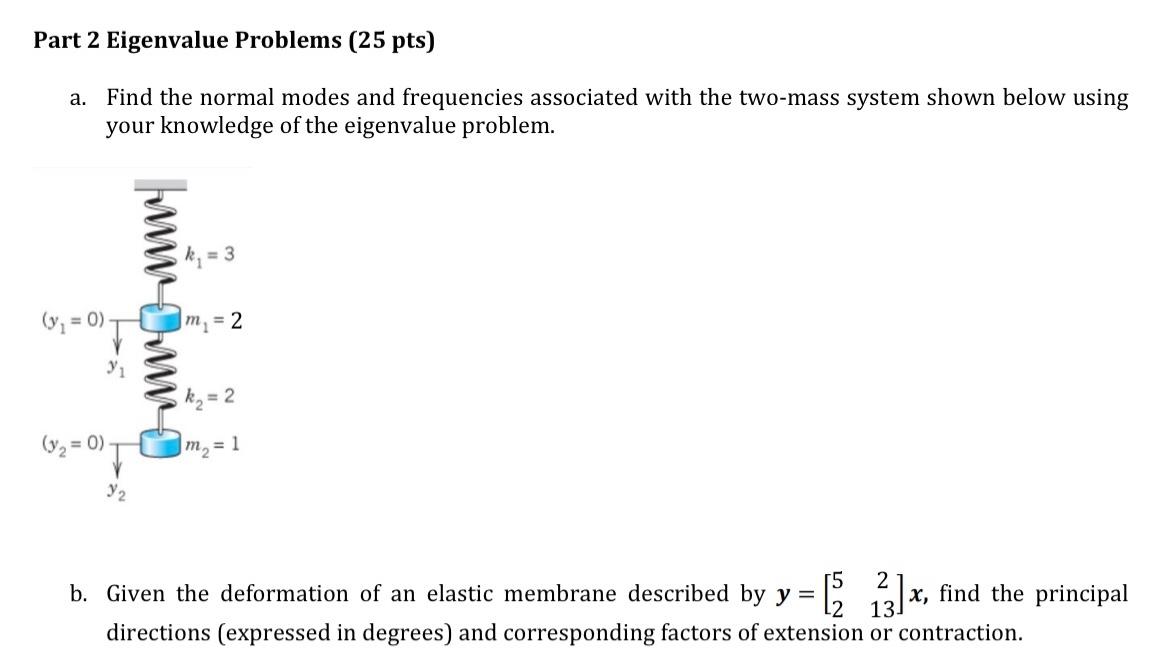 Solved Part 2 Eigenvalue Problems (25 pts) a. Find the | Chegg.com