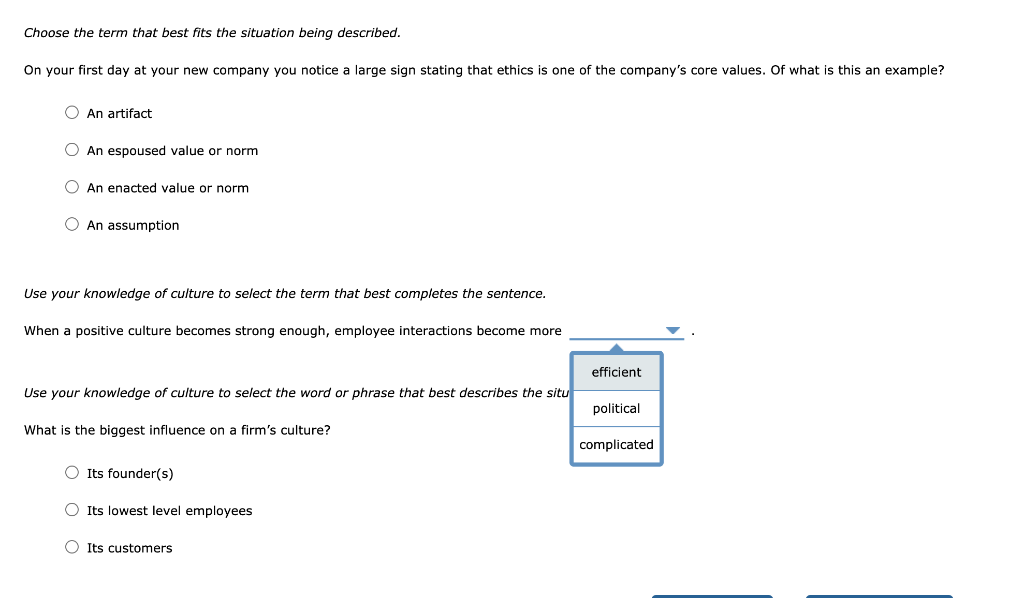 Solved Choose The Term That Best Fits The Situation Being | Chegg.com