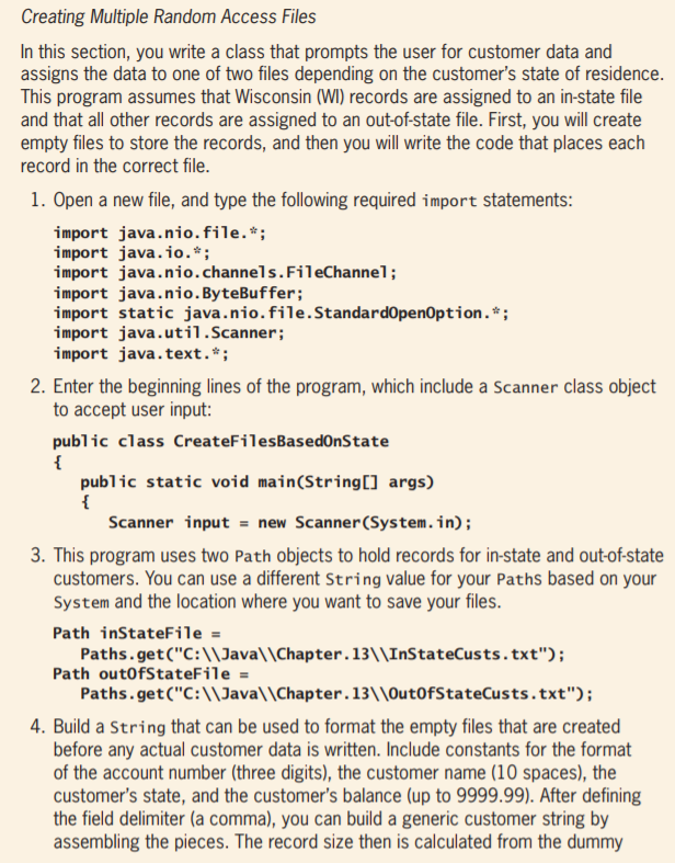 Creating Multiple Random Access Files In this | Chegg.com