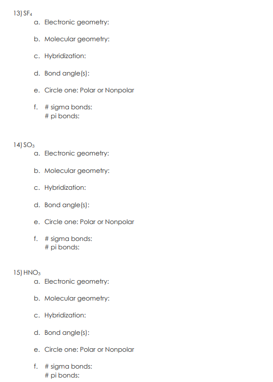 Solved 10) CO A. Electronic Geometry: B. Molecular Geometry: | Chegg.com