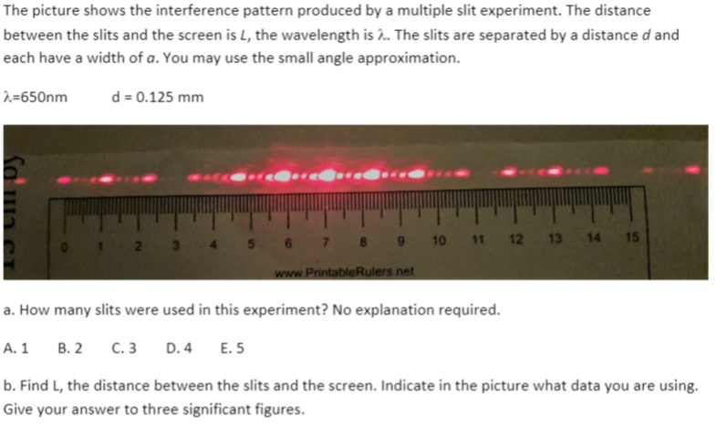 Solved The picture shows the interference pattern produced | Chegg.com