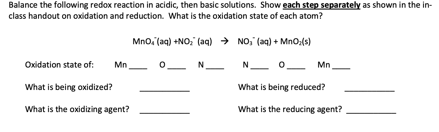 Balancing Redox Reactions In Acidic And Basic Conditions