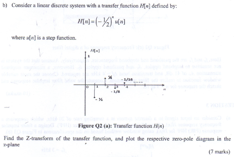 Solved b) Consider a linear discrete system with a transfer | Chegg.com