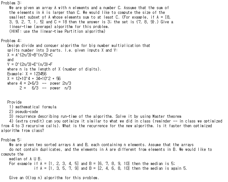Solved Problem 3: Weare given an array A with nelements and | Chegg.com