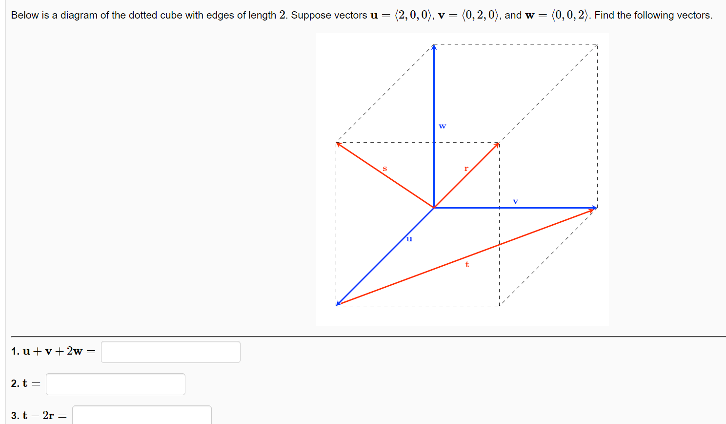 Solved Below is a diagram of the dotted cube with edges of | Chegg.com