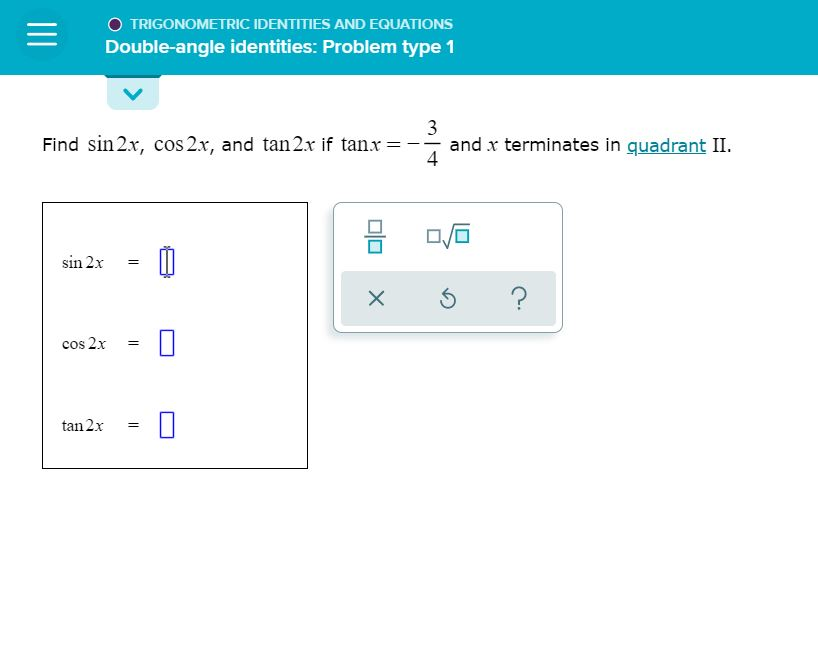 Solved Trigonometric Identities And Equations Double Angle Chegg Com