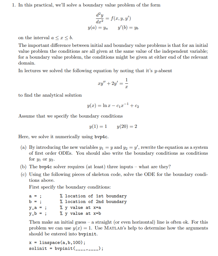 ; 3 3 Call the bvp4c solver. sol = | Chegg.com