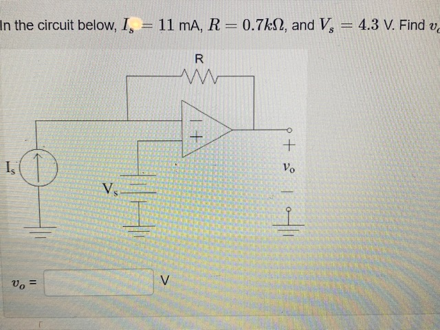 Solved In The Circuit Below I 11 Ma R 0 7k12 And V Chegg Com