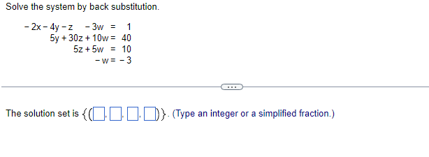 Solved Solve the system by back substitution. | Chegg.com
