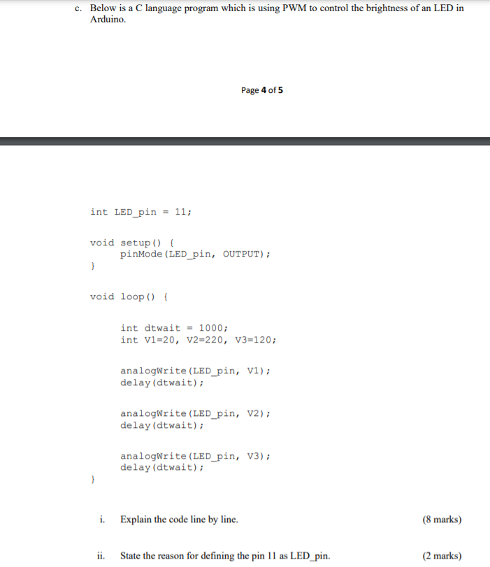Solved c. Below is a C language program which is using PWM | Chegg.com