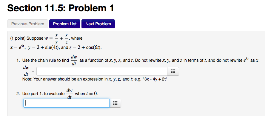 Solved Section 11.5: Problem 1 Previous Problem Problem List | Chegg.com