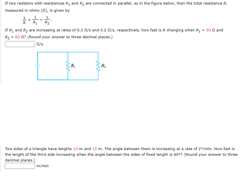 Solved = + If two resistors with resistances R1 and R2 are