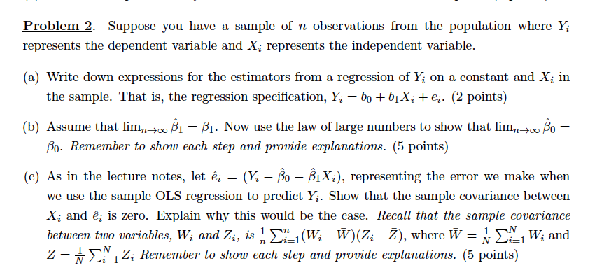 Problem 2 Suppose You Have A Sample Of N Observat Chegg Com