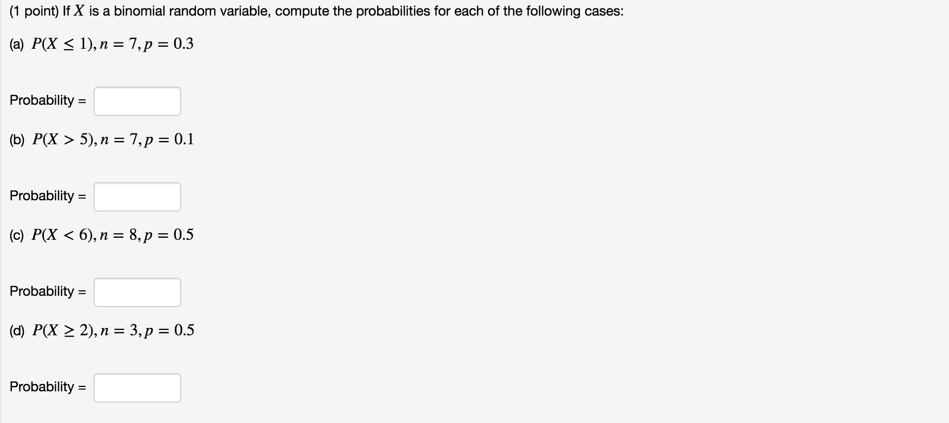 Solved 1 Point If X Is A Binomial Random Variable Compute