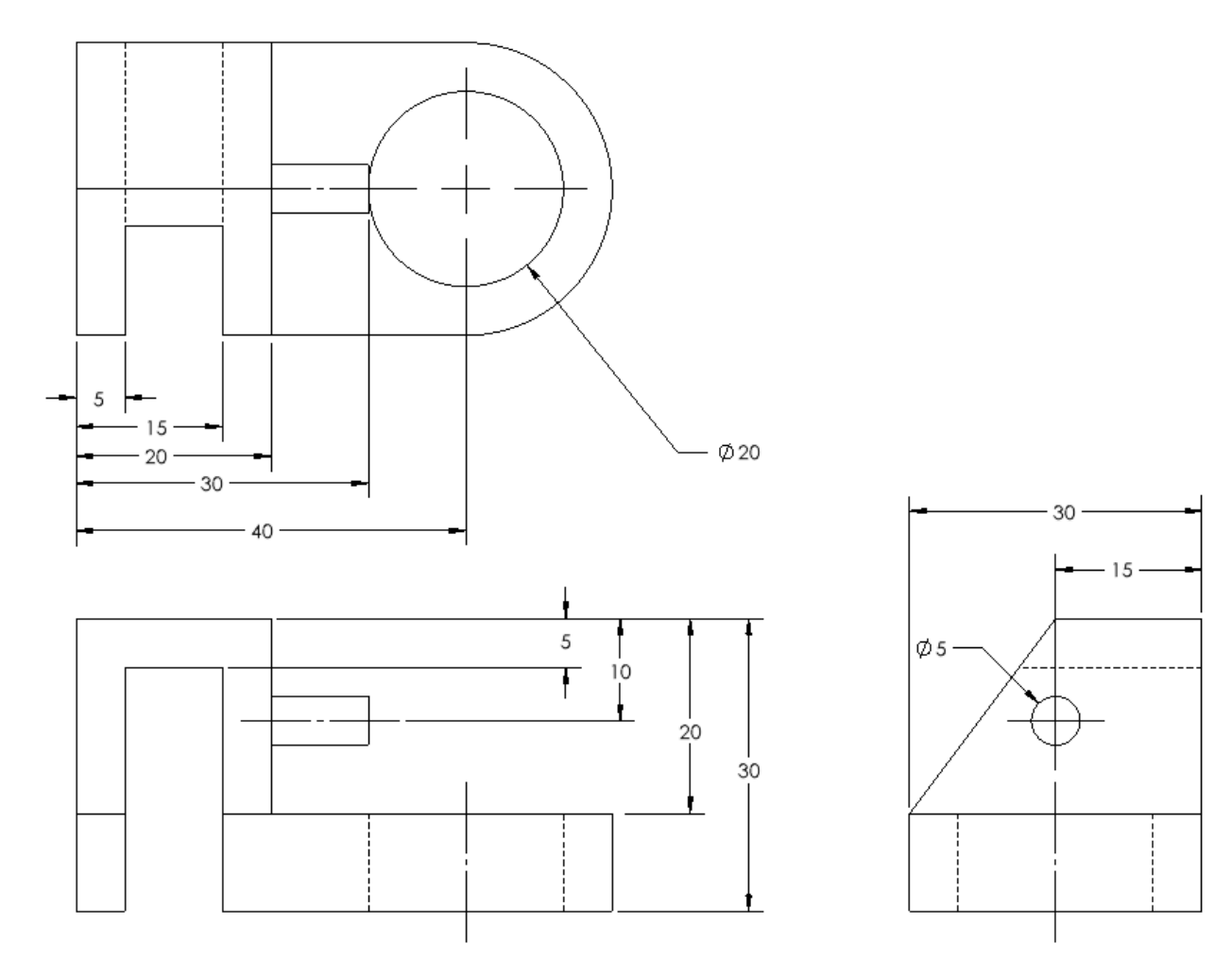 Solved Sketch an isometric view of the part from the given | Chegg.com