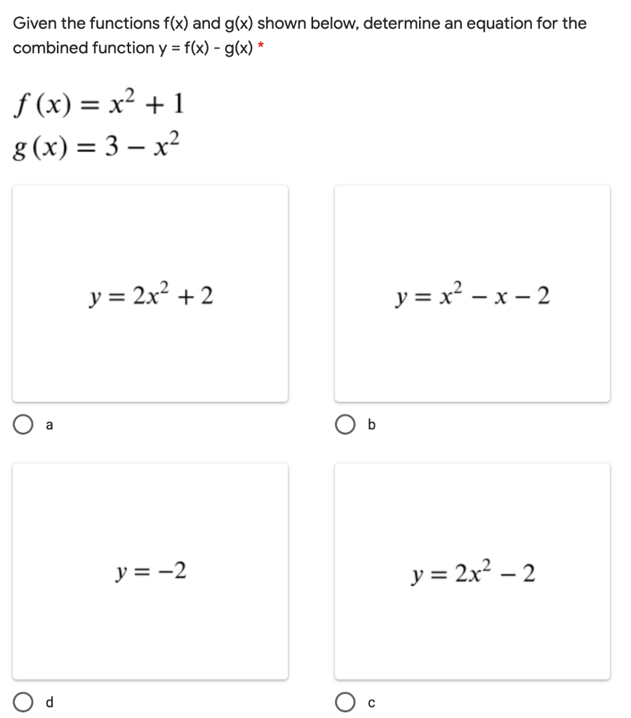 Solved * Given the functions f(x) and g(x) below, determine | Chegg.com