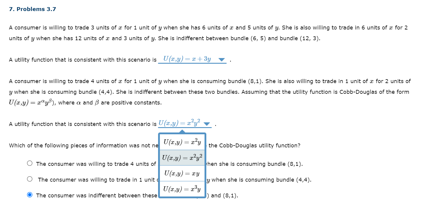 Solved A consumer is willing to trade 3 units of x for 1 | Chegg.com