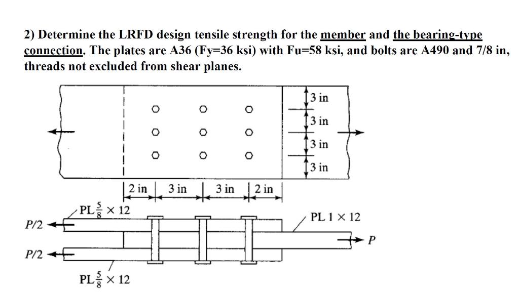 Solved 2) Determine The LRFD Design Tensile Strength For The | Chegg.com