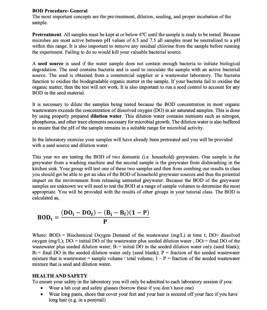 Solved Determine the BOD of the seed blank, standard glucose | Chegg.com