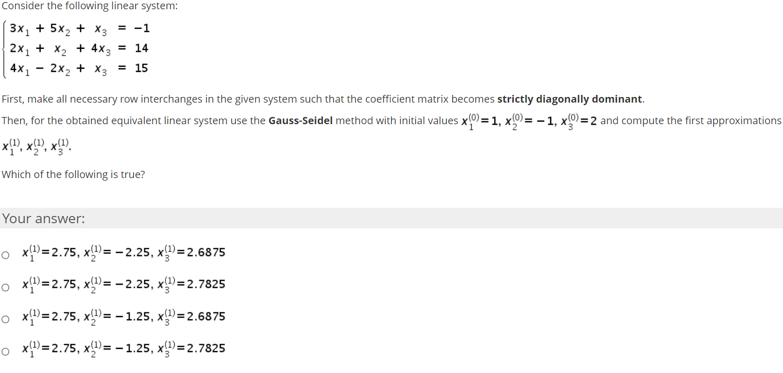 Solved Consider The Following Linear System: | Chegg.com